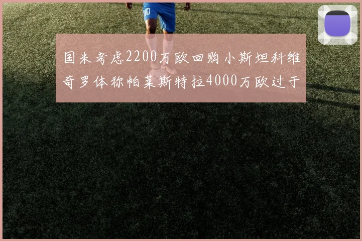 国米考虑2200万欧回购小斯坦科维奇罗体称帕莱斯特拉4000万欧过于昂贵